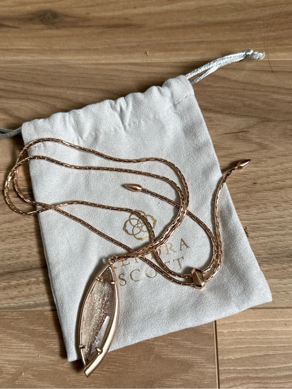 Kendra Scott Milla Rose Gold Marquise Glitter Pendant Necklace